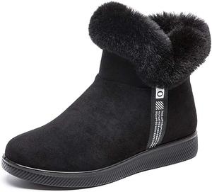 Женские искусственные ботильоны King Ma, теплые зимние снегоступы, замшевые плоские ботильоны, Black