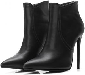 Женская обувь с заостренным носком, высокие туфли-стилеты, ботильоны на молнии, туфли-лодочки, большие размеры WAOLSU, Black