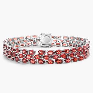 Браслет Trio Oval Garnet из стерлингового серебра (5x3 мм) Blue Nile