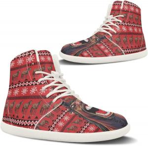 Pugasmiru Женские высокие кроссовки на шнуровке из искусственной кожи с плоской подошвой и декоративными ремешками, прогулочные кроссовки (белая подошва)