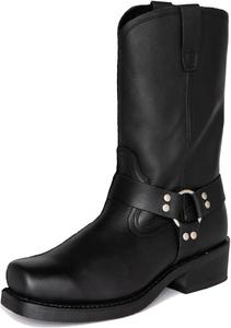 Мотоциклетные сапоги DMGYCK для мужчин, средние по голенищу, кожаные мужские вестерн-сапоги из искусственной кожи, черный