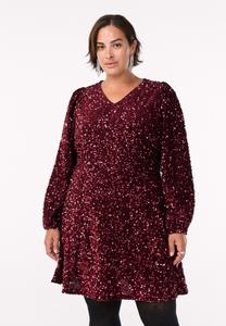 Платье Zizzi PAILLETTEN, Wine Red/Bordeaux