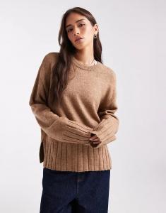Вязаный джемпер с широкими рукавами ASOS DESIGN цвета мокко