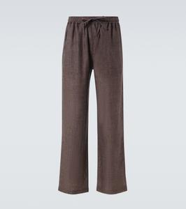 Широкие льняные брюки Saman Amel, коричневый