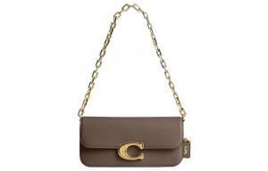 Сумка-багет IDOL из коровьей кожи COACH женская темная лаймово-серая