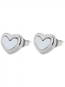 Adeliás Женские серьги - серьги-гвоздики в форме сердца из нержавеющей стали с перламутровыми вставками в серебристом исполнении