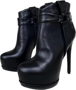 Женские и мужские ботильоны Frankie Hsu на высокой платформе и шпильке черного цвета с ремешком и пряжкой, короткие ботинки до щиколотки большого размера