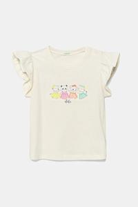 Хлопковая футболка для малышей United Colors Of Benetton, бежевый