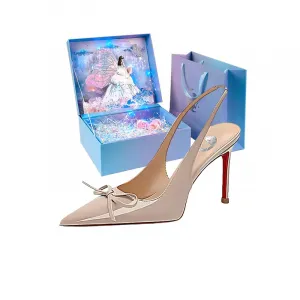 Женские туфли на тонком каблуке из искусственной кожи Wuguniang, nude[butterfly wing dimension 3d box]