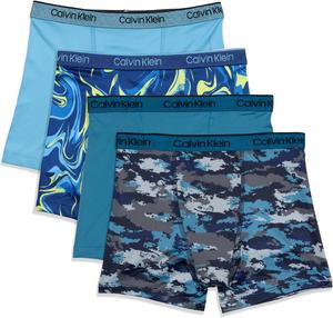 Комплект из 4 трусов-боксеров Calvin Klein для мальчиков, Blue/Mix Prints