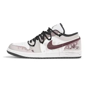 Jordan Баскетбольные кроссовки Air 1 Durable Breathable Low Top Vintage, мужские, белые, коричневые