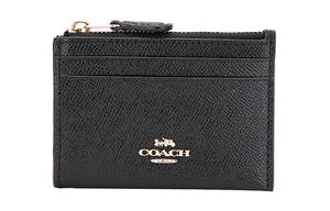 Кожаный держатель для удостоверений ключница кардхолдер мини женский черный COACH