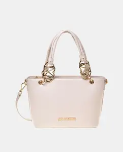Кремовая сумка со съемной ручкой и пряжками с логотипом Love Moschino, светло-бежевый