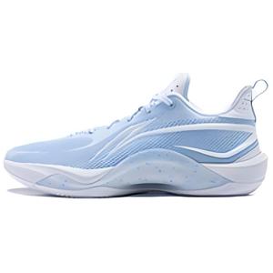 Лининг сияющие противоскользящие износостойкие низкие баскетбольные кроссовки мужские бело-синие Shining