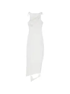Асимметричное платье с узлом-розеткой Coperni, белый