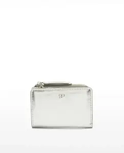 Маленький женский кошелек с застежкой-молнией из лакированной кожи Parfois, серебряный