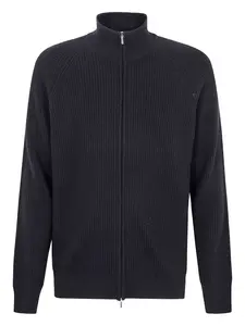 Кардиган на молнии в рубчик Barba, черный