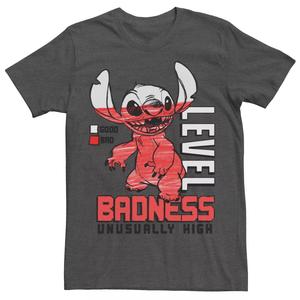 Мужская футболка с градиентом и портретом Disney Lilo & Stitch Level Badness Licensed Character