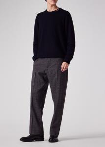 Брюки из шерсти в смешанную клетку с двумя складками