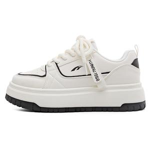 Женские бело-черные дышащие устойчивые к истиранию низкие кроссовки для скейтбординга HUANQIU