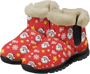 Женские зимние ботинки для снега, теплые ботильоны, уличные и домашние, на плоской подошве, противоскользящие, зимние ботинки для женщин Suhoaziia, Santa Claus Hoho Christmas