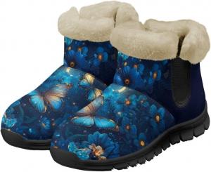 Женские зимние ботинки-бабочки, утепленные ботильоны для женщин, удобная и нескользкая обувь для улицы, размеры 36-42 Pointodoor, Butterfly Flower