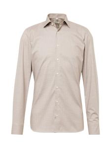 Приталенная рубашка на пуговицах OLYMP, бежевый