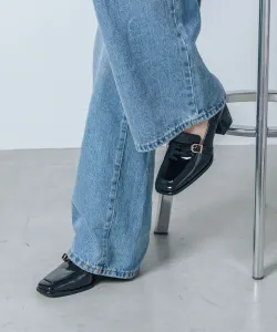 Квадратные лоферы с ремешком, ширина подошвы 6,5 см Evol, цвет Ble