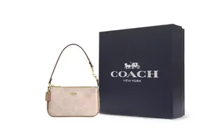 COACH Сумка через плечо из кожи с покрытием малого размера женская бежевая, Gift Box Set (Basic Set+Black Box)