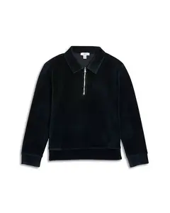 Детская вельветовая рубашка-поло на молнии до середины груди - для подростков постарше Reiss, синий