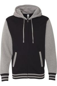 Толстовка Independent Trading Co. Heavyweight Varsity с капюшоном и молнией, цвет black/ gunmetal heather