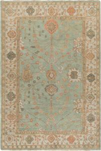 Ковер SAFAVIEH, 183 x 275 см, Oushak Collection - Dark Green & Light Green, ручной вязки, традиционный восточный шерстяной, идеален для помещений с высокой проходимостью в гостиной, спальне (OSH117B)