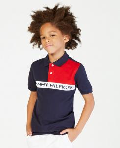 Поло с цветными блоками и логотипом Big Boys спереди Tommy Hilfiger