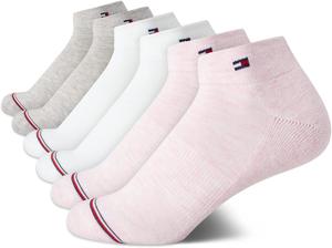Женские носки Tommy Hilfiger Flag Sport Cushion Short Crew Socks, 6 пар, Pink Logo
