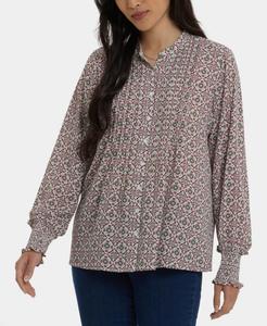 Женская плиссированная крестьянская блузка NYDJ с длинными рукавами Macy's, Siesta Mosaic