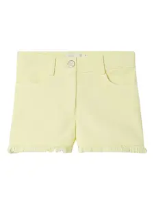 Шорты с бахромой и нашивкой-логотипом FENDI KIDS, желтый