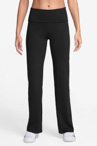 Одна складка с высокой талией поверх расклешенных леггинсов Nike, черный