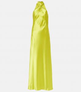 Атласное платье Portico с халтернеем Galvan, Lime
