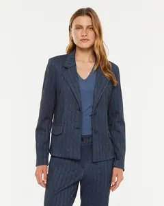 Женский блейзер в полоску из трикотажа Paz Torras, синий