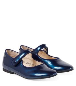 Туфли Mary Jane Daisy Baby из металлизированной кожи Pom d'Api, Vernis Metal/Blue