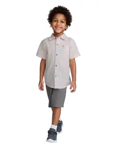 Детский комплект для мальчиков: полосатая рубашка на пуговицах и шорты из потертого твила (2 предмета) Calvin Klein