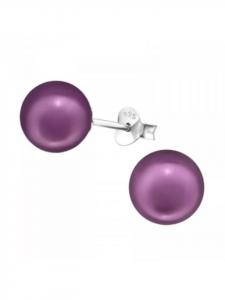 Alexander York Классические серьги-гвоздики с жемчугом, 8 мм, фиолетовые, из серебра 925 пробы, комплект из 2 штук