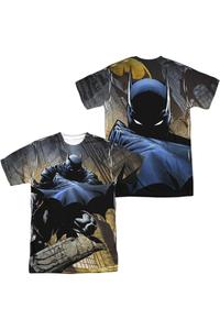 Футболка с коротким рукавом для взрослых из полиэстера Batman In Shadow (принт спереди/сзади) Gildan, белый