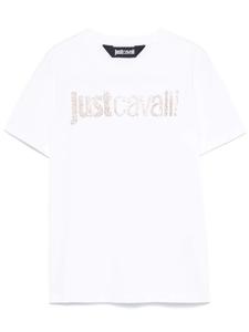 Just Cavalli футболка с логотипом и стразами, белый