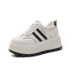 Chibang Женские легкие низкие скейтерские кроссовки White Black с подошвой для увеличения роста на 7 см, цвет White Black (7CM Height Increasing)