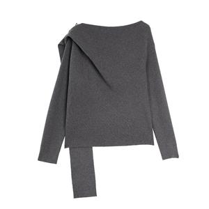 ELLE Трикотажная кофта Women's Dark Gray с лодочкой и умеренной асимметрией