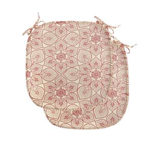 ABAKUHAUS Антикварная подушка для обеденного стула Пышные цветы Декоративная водонепроницаемая подушка с ремнями для кухонных сидений 40 см x 40 см Упаковка из 2 шт. Темно-кораллово-бежевого цвета, бежевый