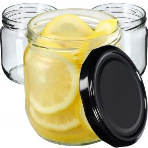 KADAX Банки для консервирования с крышками "Salla", банки для варенья, банки для консервирования, 425 мл, черные, 12 шт. в упаковке