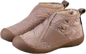 Модные женские ботинки с противоскользящей подошвой, повседневные, стеганые, с плюшевой подкладкой, ботильоны в ретро-стиле, зимняя обувь OJQIH, Khaki