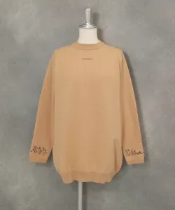 Вязаный свитер с вышитыми манжетами из шерстяной смеси Studio Picone, цвет Light Orange(039)